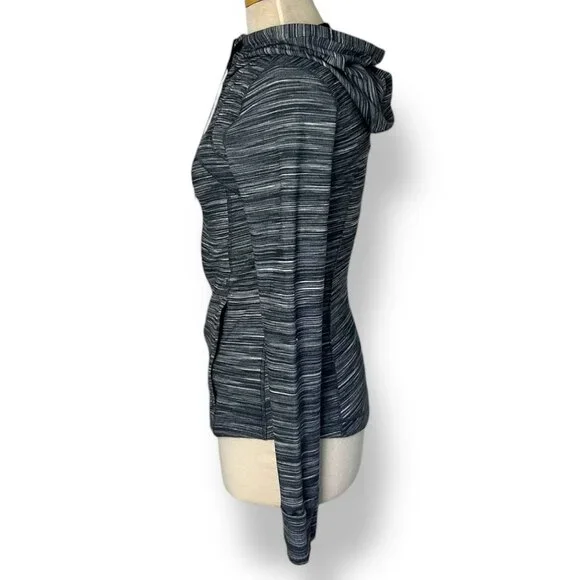Lululemon Hooded Define Jacket Nulu Heathered Stripe Black Grey Sz 6 - Picture 4 of 8